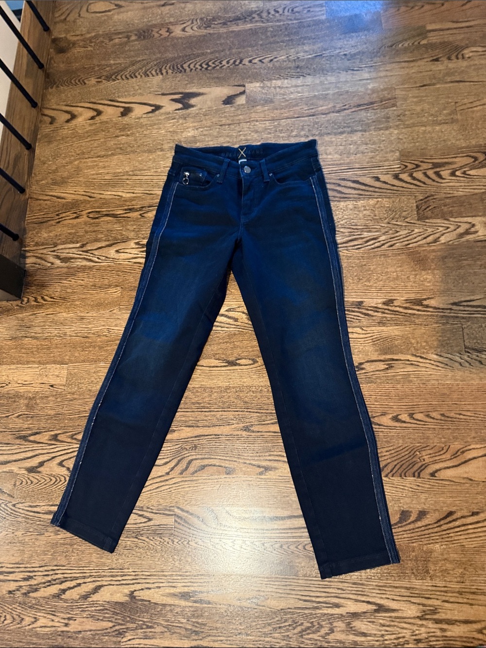 Slim Dark Blue Women's Skinny Jeans with Side Stitch Detail